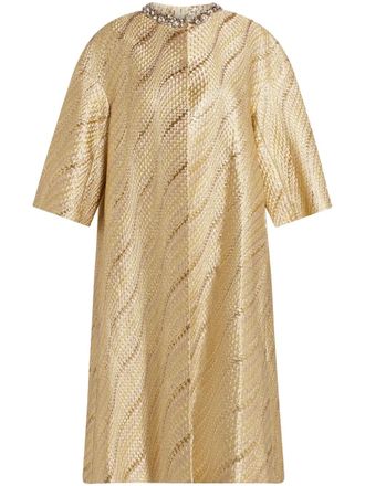 Dice Kayek crystal-embellished coat - women - Polyester - 40 - Gold