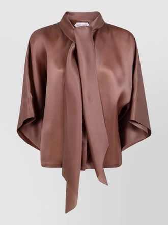 Alberta Ferretti satin cape shirt tie detail sleeves