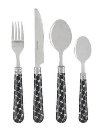 French Home Bistro 16Pc Stainless Steel Flatware Set, Service For 4, Abstract Butterfly