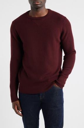 Merz b. Schwanen Merino Ribbed Crewneck Sweater in Burgundy at Nordstrom Rack, Size X-Large