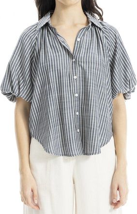 Max Studio Bubble Sleeve Button Front Shirt