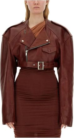 Rick Owens Micro Leren Jas - Dames - Leren en Su&egrave;de Jassen - Rood - S - Leer - Jassen