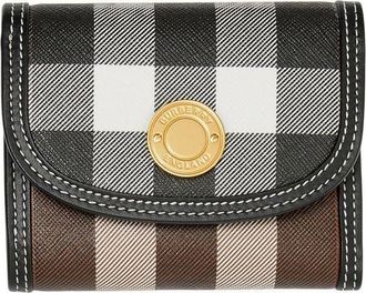 Burberry checked small folding wallet - women - Cotton/Polyurethane/Calf Leather/Polyamide - One Size - Brown