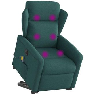 vidaXL Vidaxl - Sill&oacute;n Masaje El&eacute;ctrico Reclinable Elevable Tela Verde Oscuro
