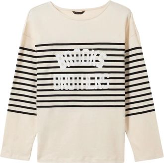 Brooks Brothers Gestreepte katoenen sweatshirt - Dames - Longsleeves - Wit - XS - Katoen - Tops