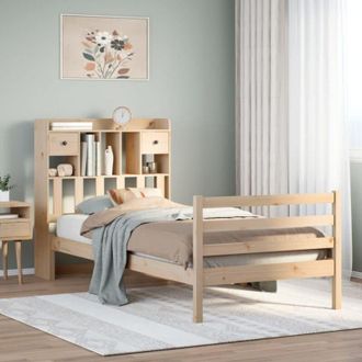 vidaXL Cama Con Estanter&iacute;a Sin Colch&oacute;n Madera Maciza De Pino 100x200cm Vidaxl