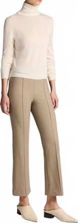 Vince Niki Plaid Mid-Rise Crop Flare Pant In Oak Buff Check
