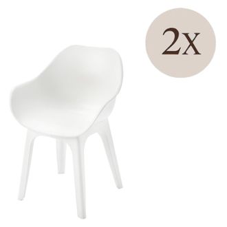 Dmora Sillas De Exterior Oakahalla, 2 Sillas, Brazos Hechas En Italia, Soporta 120 Kg, Blanco