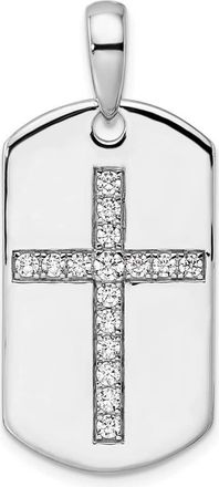 Diamond2Deal 14K Gold Lab Grown Diamond Cross Dog Tag Pendant (0.5ct, VS, D-E)
