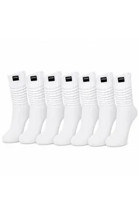 Lechery 7-Pack Scrunch Slouchy Retro Boot Gym Sports Socks in White at Nordstrom
