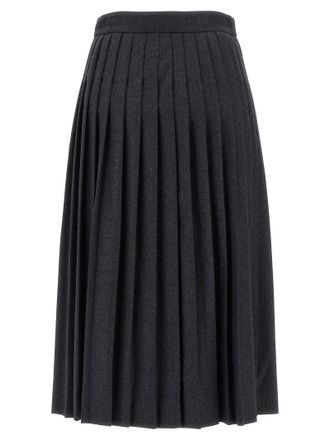 Prada Pleated Wool Pleated Skirt - Black
