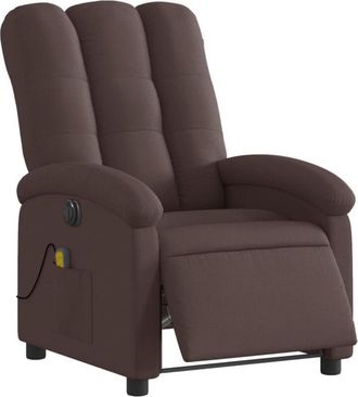 vidaXL Sill&oacute;n Reclinable De Masaje El&eacute;ctrico Tela Marr&oacute;n Oscuro Vidaxl