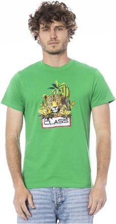 Cavalli Groen Katoenen Heren T-shirt Effen Kleur - Heren - T-shirts - Groen - L - Katoen - Tops