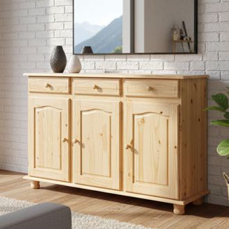 Dmora Dmora Buffet &Agrave; Trois Portes Et Trois Tiroirs, Couleur Marron, 130 X 87 X 43 Cm
