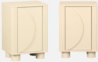 Sweeek Mesita De Noche Efecto Madera De Mango Con 1 Puerta Reversible, Set De 2