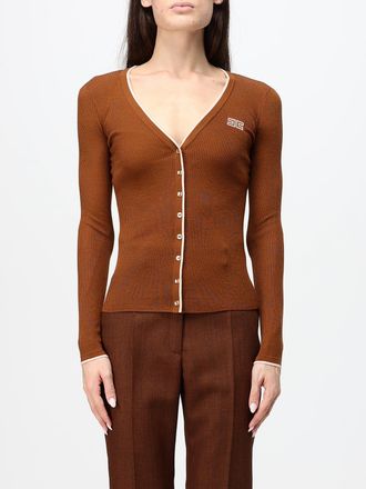 Elisabetta Franchi Slim Fit Wool Cardigan with Contrast Trim and Logo
