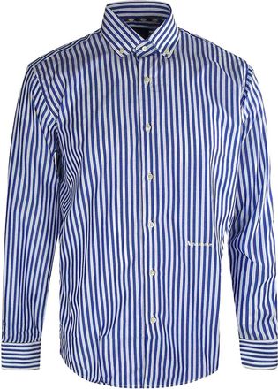 Aquascutum Heren Gestreept Overhemd Met Lange Mouwen (Donkerblauw)