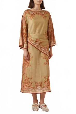 Zimmermann Aster Tunic Midi Dress In Sage Paisley Floral