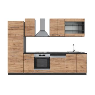Vicco Mueble De Cocina Fame-line, Oro Power Roble/antracita, 300 Cm Sin Encimera