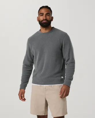 Vuori Clothing Beach Fleece Crew Neck T-Shirt | Dark Pewter Heather | Medium