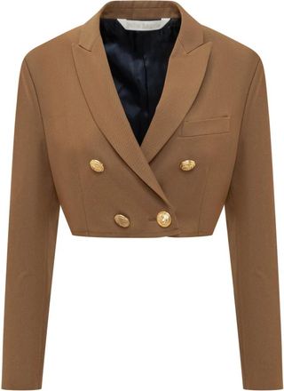 Palm Angels Mud Katoenmix Blazer - Dames - Blazers - Bruin - S - Katoen - Jassen