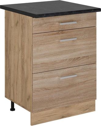 Vicco Mueble Bajo De Cocina R-line, Sonoma, 60 Cm Con Cajones, Et Antracita