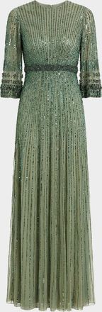 Mac Duggal Embellished Sequined A-Line Gown