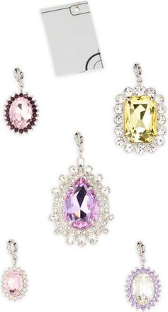 Paco Rabanne Set of 5 Assorted Crystal Bag Charms in Silver Multi at Nordstrom