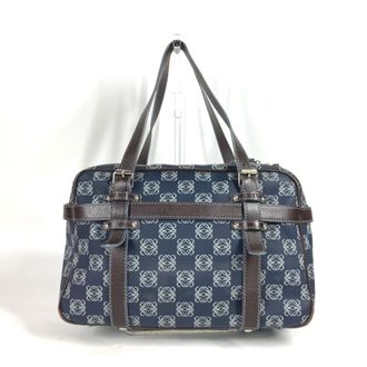 Loewe Brown Navy Pvc Leather Handbag Shoulder Bag (Pre-Owned)