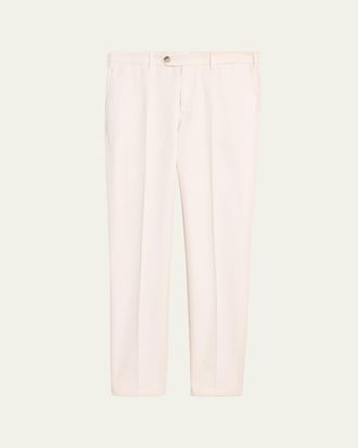 Brunello Cucinelli Mens Cotton Straight Leg Flat-Front Pants