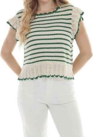 Rain + Rose Caliora Knit Top In Green