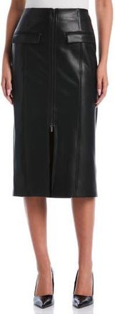 Shelli Segal Faux Leather Midi Skirt in Black at Nordstrom Rack, Size 8
