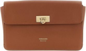 Ferragamo Harley Clutch - Dames - Schoudertassen - Bruin - ONE Size - Leer - Tassen