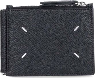 Maison Margiela Textured Black Calf Leather Zip Wallet