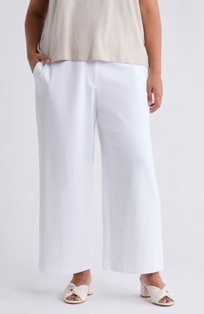 Eileen Fisher High Waist Ankle Wide Leg Pants in White at Nordstrom, Size 2X
