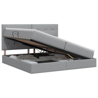 vidaXL Cama Con Almacenamiento Y Colch&oacute;n Gris Claro 200 X 200 Cm Tela Vidaxl