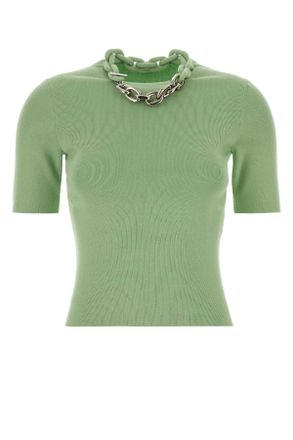 Paco Rabanne Green Stretch Silk Blend T Shirt