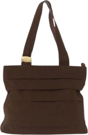 Ferragamo Pre-owned Tote Bags, female, Brown, Size: ONE SIZE Pre-owned Canvas Shoulder Bag