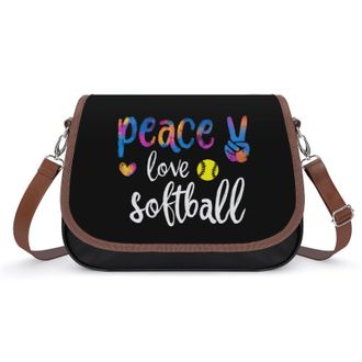 Generic Peace Love Softball Crossbody Bags for Women Fashion Leather Shoulder Handbags With Adjustable Strap