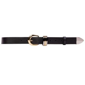 Black Suede Studio Ring Belt in Black Leather /Silver + Gold at Nordstrom, Size Medium