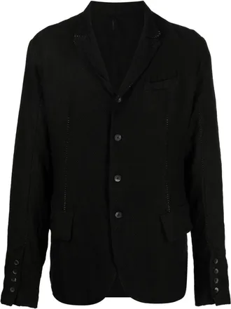 Masnada buttoned Peter Pan-collar blazer - men - Hemp/Wool - 48 - Black