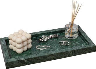 Happimess Luxe Stone Classic Minimalist Rectangular Marble Bathroom Countertop Tray in Green Marble at Nordstrom