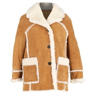 Miu Miu Miu Miu Sherpa Effen Colbert met Zakken in Bruin Suède