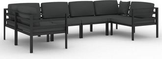 vidaXL Set Muebles De Jard&iacute;n 6 Pzas Y Cojines Aluminio Gris Antracita Vidaxl