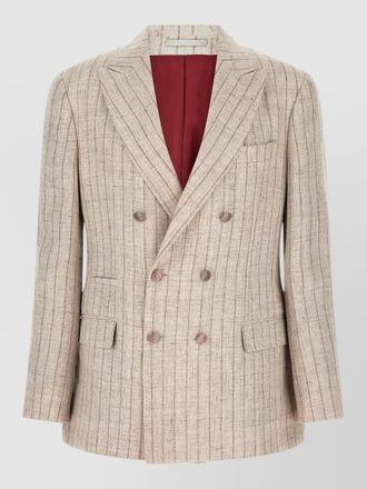 Brunello Cucinelli pinstripe twill blazer double breasted design