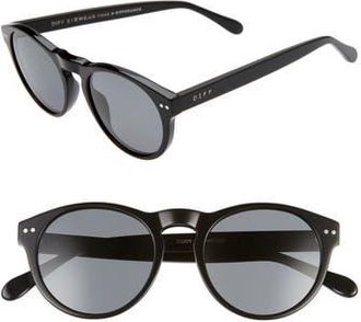 DIFF Eyewear Cody 50mm Polarized Round Sunglasses in Black/Grey at Nordstrom Rack
