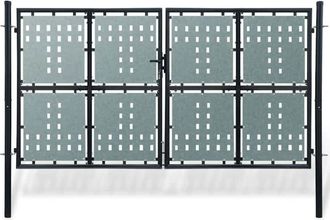 vidaXL Puerta De Valla De Jard&iacute;n Negra 300x225 Cm Vidaxl