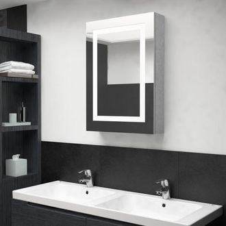 vidaXL Armario De Ba&ntilde;o Con Espejo Y Led Gris Hormig&oacute;n 50x13x70 Cm Vidaxl