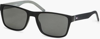 Tommy Hilfiger Mens Rectangular Frame Polarized Sunglasses - Black