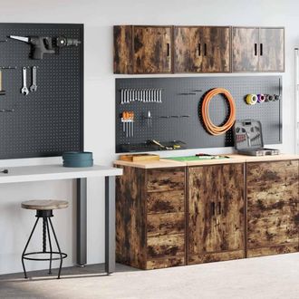 Berkfield Home Garage Cabinets 2 pcs Smoked Oak Engineered Wood in Brown